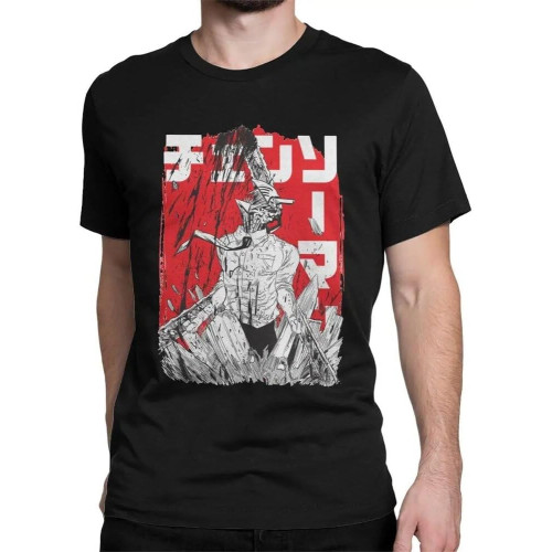 Chainsaw Warrior Chainsaw Man T-Shirts for Men Manga Vintage 100% Cotton Tees O Neck Short Sleeve T Shirt Black Chainsaw Warrior Chainsaw Man T-Shirts for Men Manga Vintage 100% Cotton Tees O Neck Short Sleeve T Shirt Black