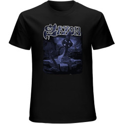 Saxon Poster Rock Music Men's T-Shirt Unisex Tee Black Saxon Poster Rock Music Men's T-Shirt Unisex Tee Black