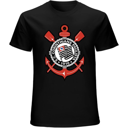 Men's Man's Round Neck Sport Club Corinthians Paulista Sports T-Shirt Black S