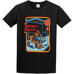 Men's Satan is Waitin' O-Neck Cotton T Shirt Men's Satan is Waitin' O-Neck Cotton T Shirt