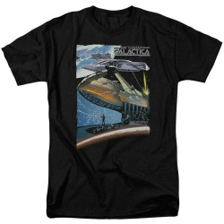 Men's Battlestar Galactica Concept Art T Shirt Sci-Fi TV Tee Black Men's Battlestar Galactica Concept Art T Shirt Sci-Fi TV Tee Black