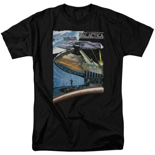 Men's Battlestar Galactica Concept Art T Shirt Sci-Fi TV Tee Black Men's Battlestar Galactica Concept Art T Shirt Sci-Fi TV Tee Black