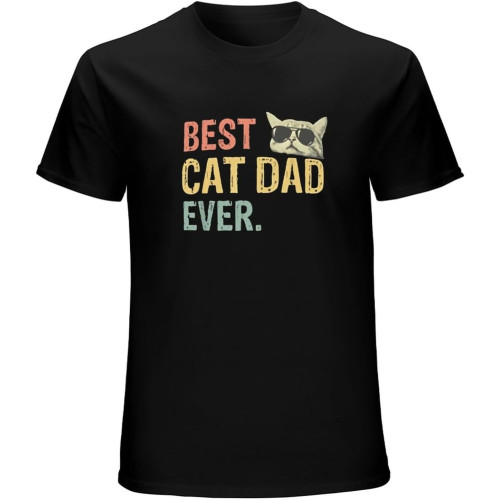 Father's Day Black Mens Shirts Best Cat Dad Ever - Standard T-Shirt