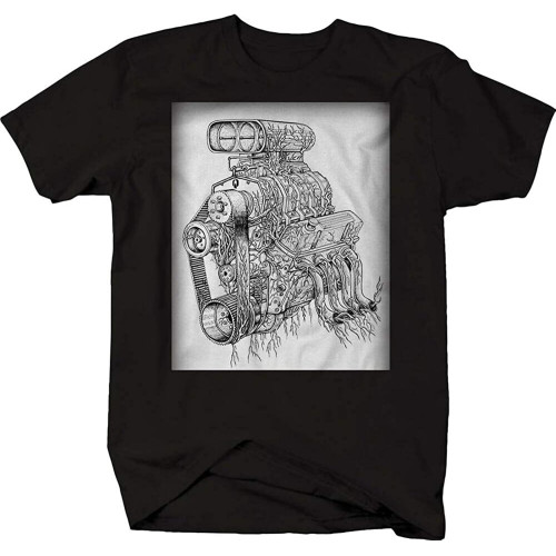 Men' Big Block Garage Art V8 Supercharger Racing Motor Hotrod T Shirt Men' Big Block Garage Art V8 Supercharger Racing Motor Hotrod T Shirt