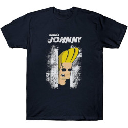 Johnny Bravo T Shirt Here's Johnny Parody Black Johnny Bravo T Shirt Here's Johnny Parody Black