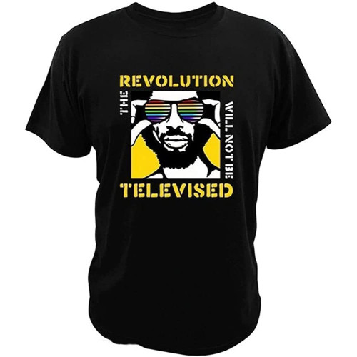 GATAN The Revolution Will Not Be Televised T Shirt Gil -Heron Tshirt Rap Hip EU Size Cotton Breathable Cloth Cover Print Camiseta Black