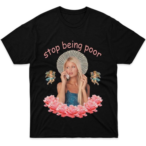 Generic Mens Womens T-Shirt Paris Cotton Hilton Tee 'Stop Apparel Being Costume Poor' for Summer, Multi Color, Multi Size Generic Mens Womens T-Shirt Paris Cotton Hilton Tee 'Stop Apparel Being Costume Poor' for Summer, Multi Color, Multi Size