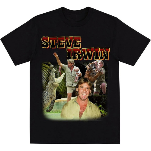Men's Steve Irwin Homage T Shirt Men's T-Shirt Vintage Animal Tees Black Men's Steve Irwin Homage T Shirt Men's T-Shirt Vintage Animal Tees Black