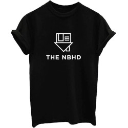 The NBHD Fashion Men T Shirt Neighbourhood Letter Print Shirt Short Sleeve Tee Black