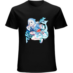 Gawr Gura Shark Mens Black T-Shirt Top Unisex Tee Gawr Gura Shark Mens Black T-Shirt Top Unisex Tee