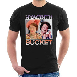 Hyacinth Bucket Keeping up Appearances Montage T-Shirt Black Mens Tees