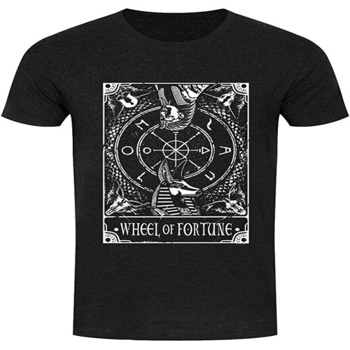 Deadly Tarot T Shirt Wheel of Fortune Heather Denim Men's Deadly Tarot T Shirt Wheel of Fortune Heather Denim Men's