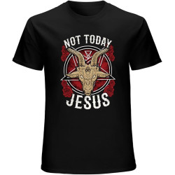Not Today Jesus Goat Monster Satanism Vintage Satan Symbol Retro Men's T-Shirt Black Not Today Jesus Goat Monster Satanism Vintage Satan Symbol Retro Men's T-Shirt Black