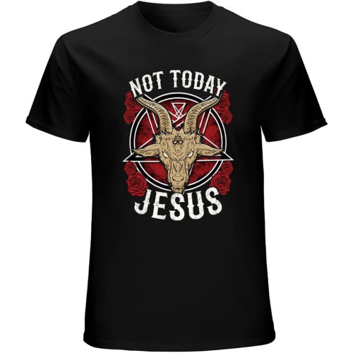 Not Today Jesus Goat Monster Satanism Vintage Satan Symbol Retro Men's T-Shirt Black Not Today Jesus Goat Monster Satanism Vintage Satan Symbol Retro Men's T-Shirt Black