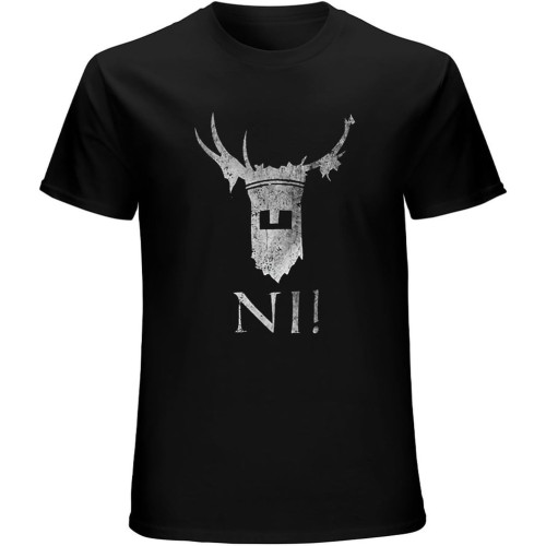 Men's Knights of NI T-Shirt Monty Fun Python and say holy Grail Knight Black