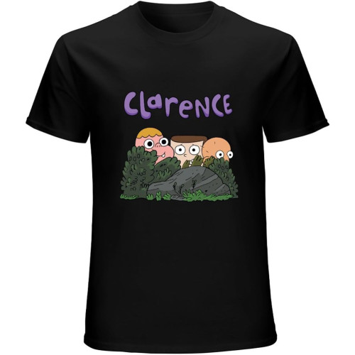 Clarence Cartoon Characters T-Shirt Men Unisex Tees Black Clarence Cartoon Characters T-Shirt Men Unisex Tees Black