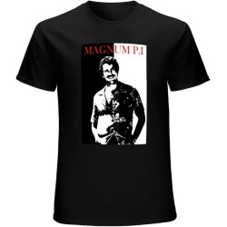 Men's Magnum P. I Tom Selleck Retro Television Show T Shirt Black Men's Magnum P. I Tom Selleck Retro Television Show T Shirt Black