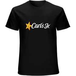Men's Popular Carl's Jr American Fast Food Restaurant Retro Graphic T-Shirt Black Men's Popular Carl's Jr American Fast Food Restaurant Retro Graphic T-Shirt Black