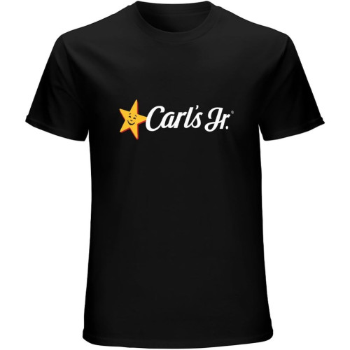 Men's Popular Carl's Jr American Fast Food Restaurant Retro Graphic T-Shirt Black Men's Popular Carl's Jr American Fast Food Restaurant Retro Graphic T-Shirt Black