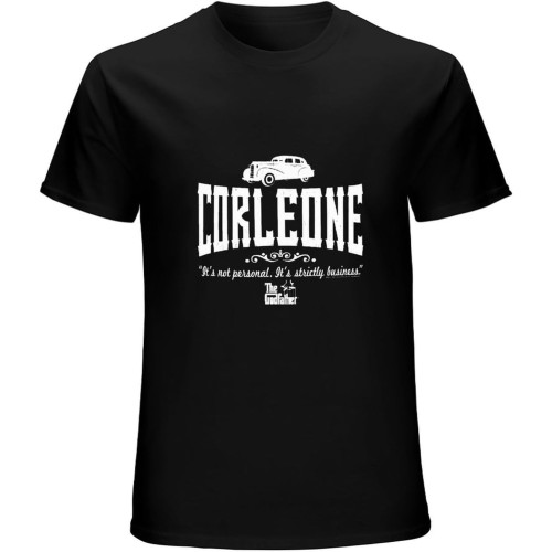 Godfather Corleone Strictly Business Men's T-Shirt It's Not Personal Mafia Car. Black Godfather Corleone Strictly Business Men's T-Shirt It's Not Personal Mafia Car. Black
