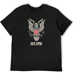 USA America United State Eagle Est 1776 4Th of July Unisex T-Shirts Graphic Print Mens Black Tee Shirt USA America United State Eagle Est 1776 4Th of July Unisex T-Shirts Graphic Print Mens Black Tee Shirt