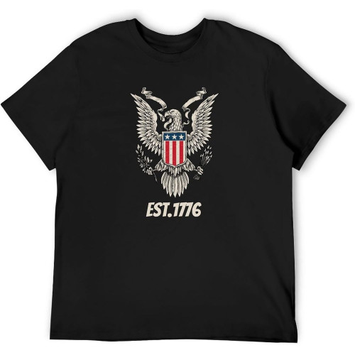 USA America United State Eagle Est 1776 4Th of July Unisex T-Shirts Graphic Print Mens Black Tee Shirt USA America United State Eagle Est 1776 4Th of July Unisex T-Shirts Graphic Print Mens Black Tee Shirt