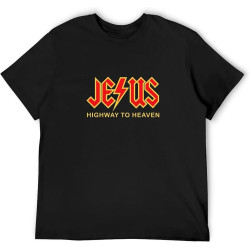 Jesus Highway to Heaven Unisex T-Shirts Graphic Print Mens Black Tee Shirt