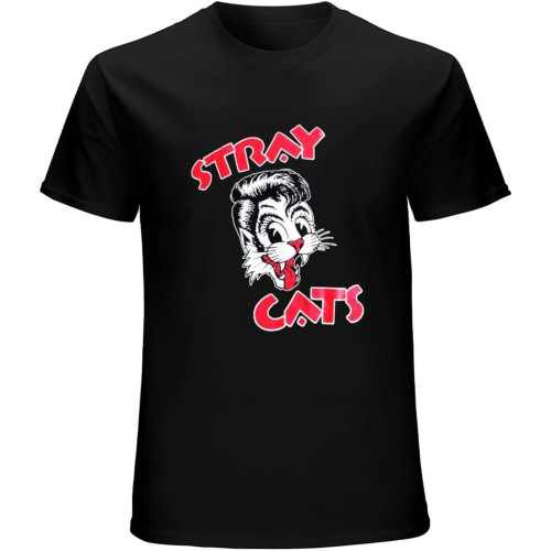 Stray Cats Rockabilly Band Graphic Tee for Men Short-Sleeve T-Shirts Black