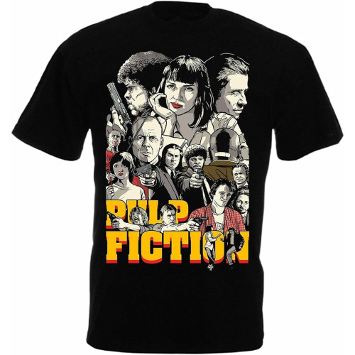 Pulp Fiction Black T Shirt Quentin Tarantino '94 John Travolta Samuel L. Jackson Black Pulp Fiction Black T Shirt Quentin Tarantino '94 John Travolta Samuel L. Jackson Black