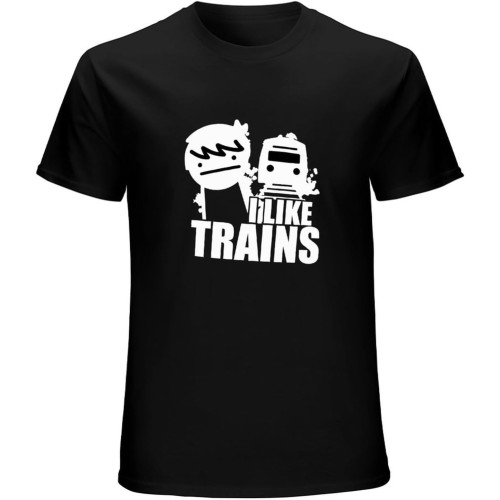 I Like Trains' Funny Pure Cotton t-Shirt Black