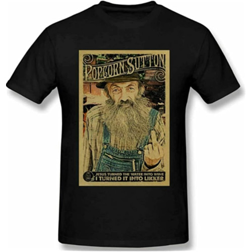 Popcorn Sutton Men T Shirt Father's Mother's Day Tee Vintage Gift for Men Black
