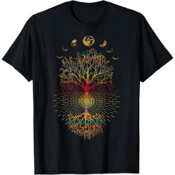 Phases of The Moon Retro 60's 70's Vibe Tree of Life T-Shirt