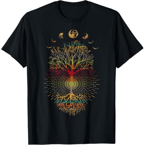 Phases of The Moon Retro 60's 70's Vibe Tree of Life T-Shirt Phases of The Moon Retro 60's 70's Vibe Tree of Life T-Shirt