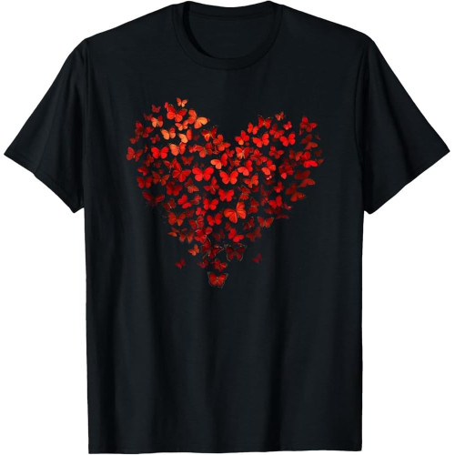 Love Heart Butterflies Valentine's Day for Women Girls T-Shirt Love Heart Butterflies Valentine's Day for Women Girls T-Shirt