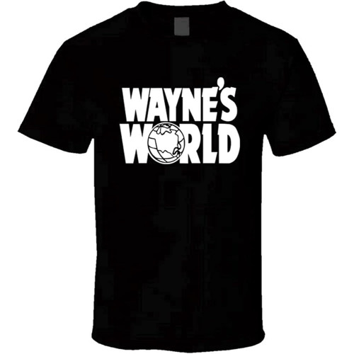 Wayne' World 90' Costume Party Shirt Black White Tshirt Men' Wayne' World 90' Costume Party Shirt Black White Tshirt Men'