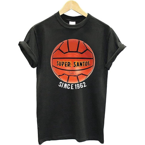 T-Shirt Super Santos - Shirt 100% Cotton Graphite Mens Tee T-Shirt Super Santos - Shirt 100% Cotton Graphite Mens Tee