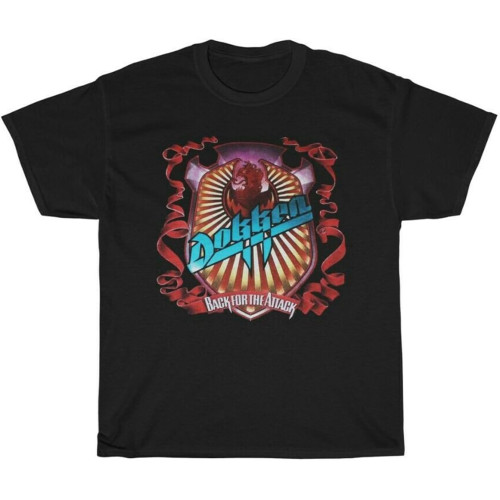 Men's Dokken T-Shirt Back for The Attack Tour Black T-Shirt Unisex T-Shirt Men's Dokken T-Shirt Back for The Attack Tour Black T-Shirt Unisex T-Shirt