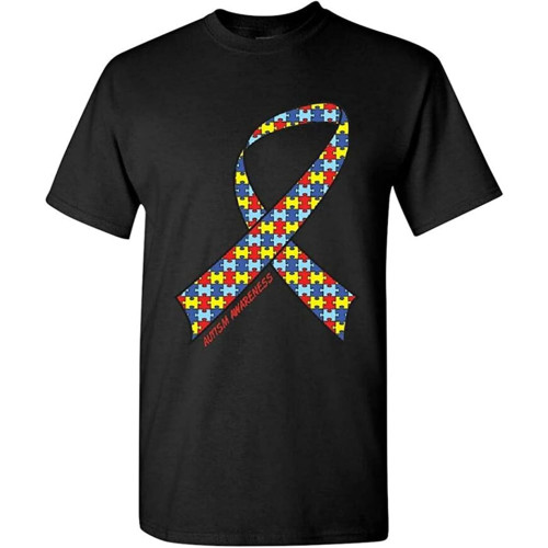 Autism Awareness Ribbon T-Shirt Support Care Love Mens Tee Shirt Autism Awareness Ribbon T-Shirt Support Care Love Mens Tee Shirt