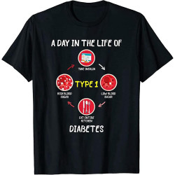 A Day in The Life of Type 1 Diabetes Awareness Diabetic Gift T-Shirt Men Tops Tee