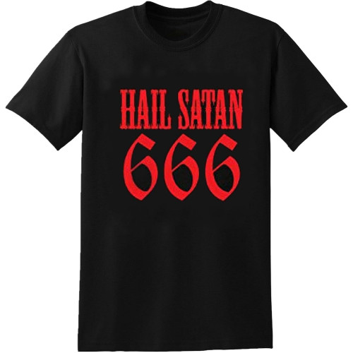 Hail Satan 666 Inverted Cross Baphomet Pentagram Satanic Symp T-Shirt Mens Black Tee Hail Satan 666 Inverted Cross Baphomet Pentagram Satanic Symp T-Shirt Mens Black Tee