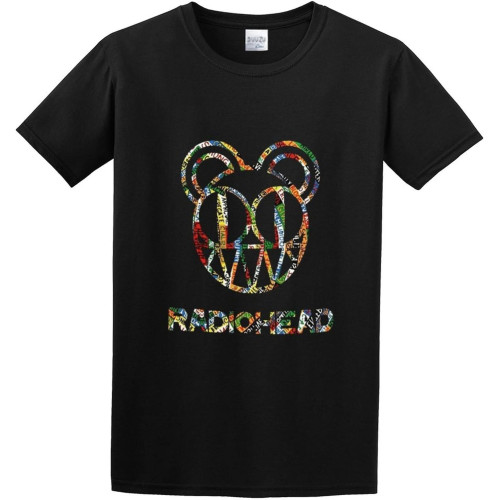 Radio Band Head Logo Unisex 100% Cotton Short-Sleeve T-Shirts Black