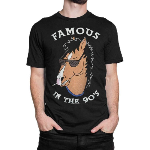BoJack Horseman Cool T-ShirtFamous in The 90'S Tee Black BoJack Horseman Cool T-ShirtFamous in The 90'S Tee Black
