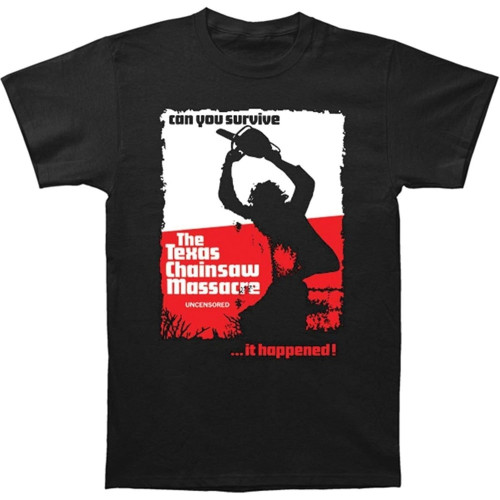 Men Cotton T Shirts Texas Chainsaw Massacre Mens Can You Survive Slim Fit T Shirt Black