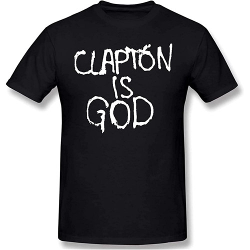 Clapton is God T-Shirt Black Shirt Men's Top Tee