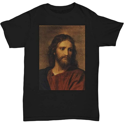 Christ at Age 33 by Heinrich Hofmann T-Shirt Black Shirt Men's Top Tee Christ at Age 33 by Heinrich Hofmann T-Shirt Black Shirt Men's Top Tee