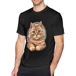 Cat Color Graphic Artistic Drawing T-Shirt Black Shirt Men's Top Tee Cat Color Graphic Artistic Drawing T-Shirt Black Shirt Men's Top Tee