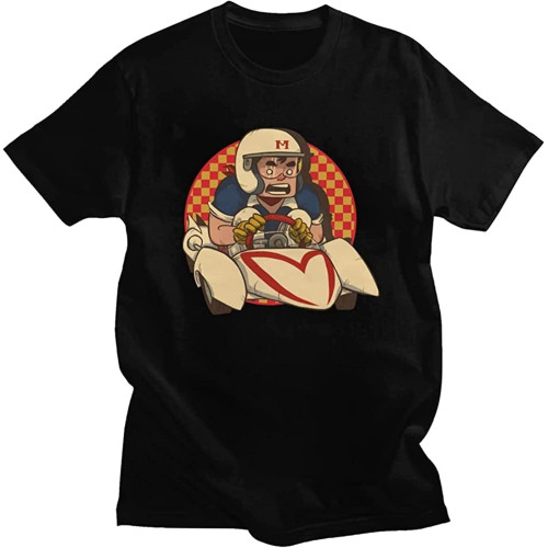 Cartoon Mach 5 Jaxcvwum Anime Speed Racer T-Shirt Black Shirt Men's Top Tee