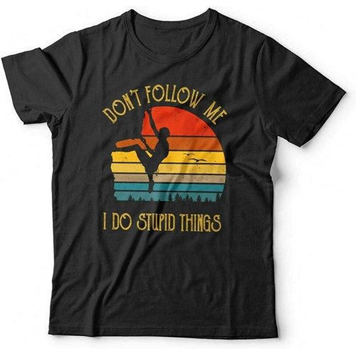 Climbing Don't Follow Me T-Shirt Black Shirt Men's Top Tee