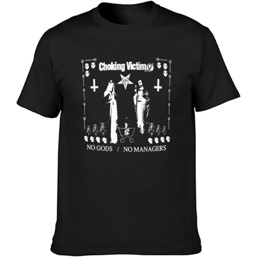 Choking Victim No Gods No Managers T-Shirt Black Shirt Men's Top Tee Choking Victim No Gods No Managers T-Shirt Black Shirt Men's Top Tee