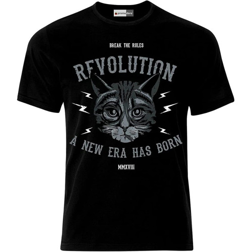 Cat Revolution Katze Chatte Wild Nature T-Shirt Black Shirt Men's Top Tee